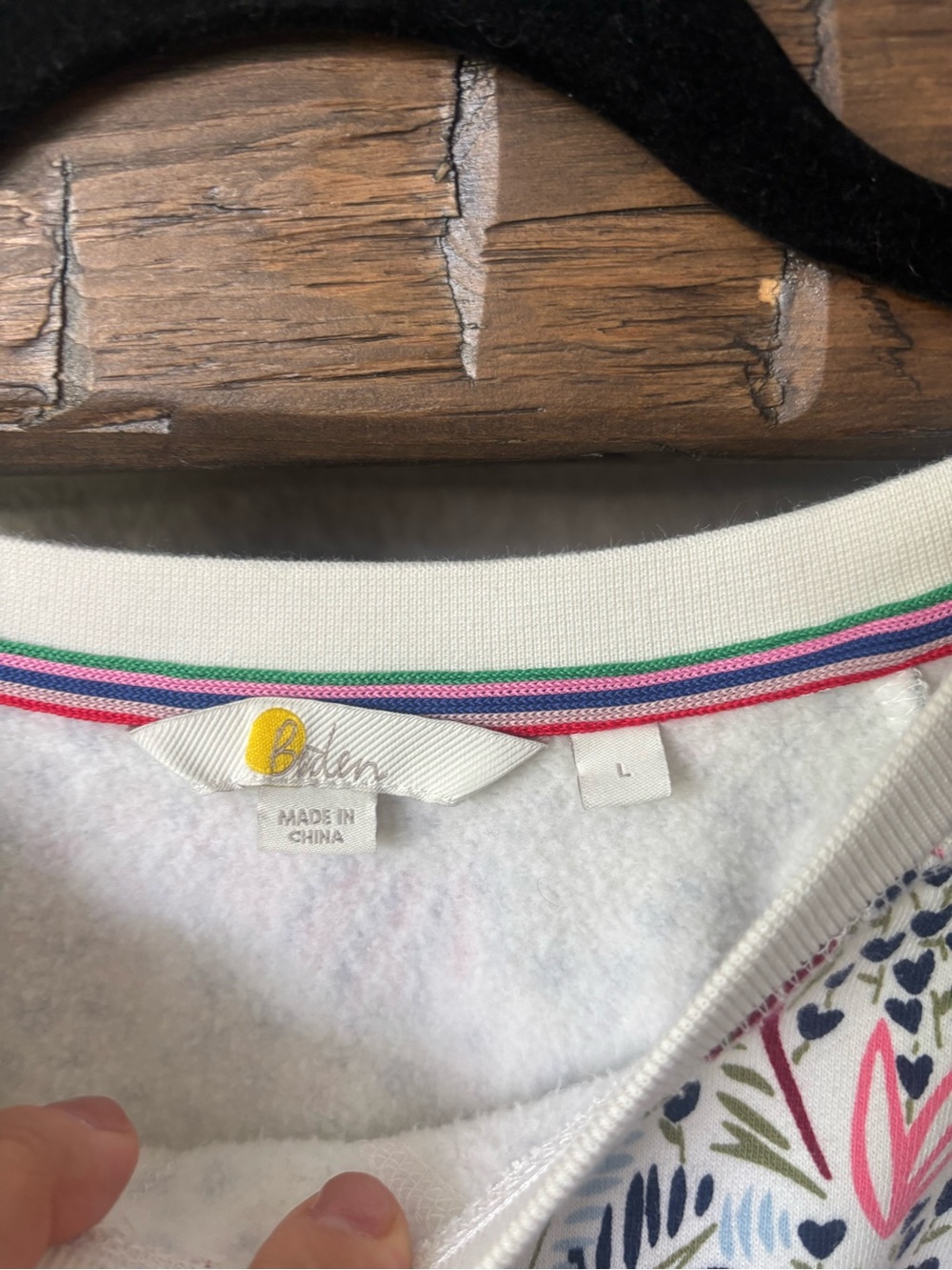 Boden Floral Printed Sweatshirt in White, Pink, Green - Picture 3 of 5